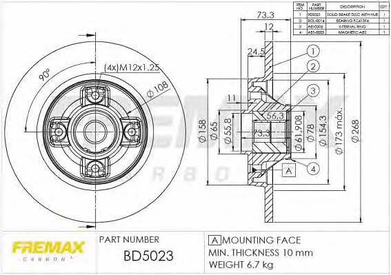 Fremax BD-5023 Диск гальмівний задній невентильований BD5023: Купити в Україні - Добра ціна на EXIST.UA!