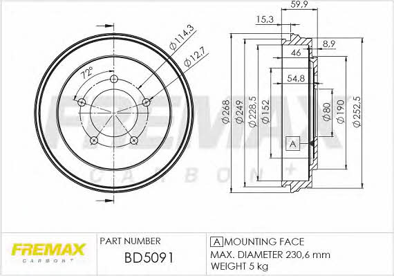 Fremax BD-5091 Барабан гальмівний задній BD5091: Приваблива ціна - Купити в Україні на EXIST.UA!