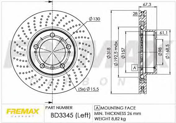 Fremax BD-3345 Диск гальмівний передній вентильований BD3345: Купити в Україні - Добра ціна на EXIST.UA!