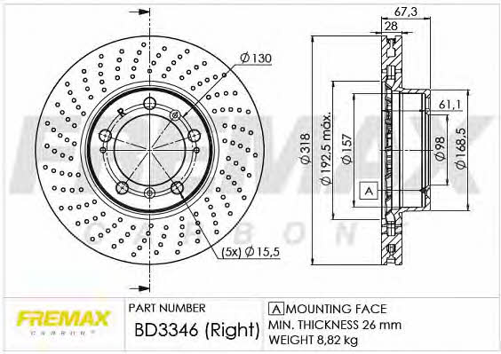 Fremax BD-3346 Диск гальмівний передній вентильований BD3346: Купити в Україні - Добра ціна на EXIST.UA!