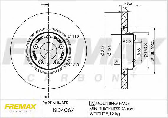 Fremax BD-4067 Диск гальмівний передній вентильований BD4067: Купити в Україні - Добра ціна на EXIST.UA!