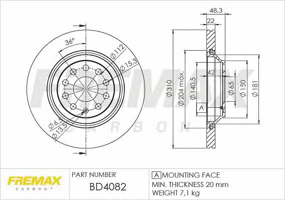 Fremax BD-4082 Диск гальмівний задній вентильований BD4082: Купити в Україні - Добра ціна на EXIST.UA!