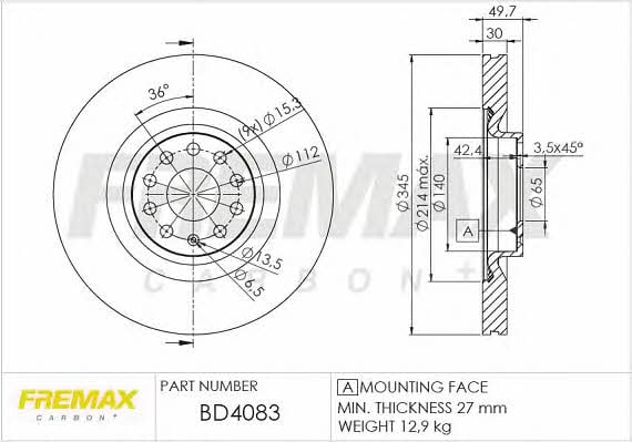 Fremax BD-4083 Диск гальмівний передній вентильований BD4083: Купити в Україні - Добра ціна на EXIST.UA!