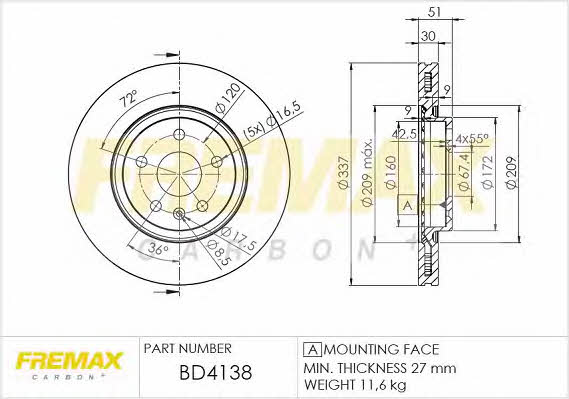 Fremax BD-4138 Диск гальмівний передній вентильований BD4138: Купити в Україні - Добра ціна на EXIST.UA!