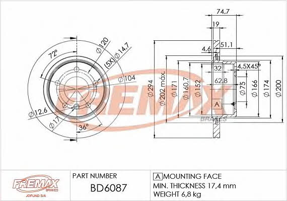 Fremax BD-6087 Диск гальмівний задній вентильований BD6087: Купити в Україні - Добра ціна на EXIST.UA!