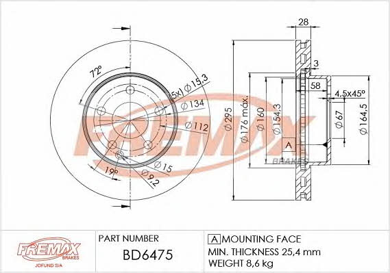 Fremax BD-6475 Диск гальмівний передній вентильований BD6475: Купити в Україні - Добра ціна на EXIST.UA!