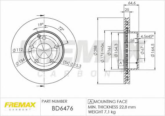 Fremax BD-6476 Диск гальмівний передній вентильований BD6476: Приваблива ціна - Купити в Україні на EXIST.UA!