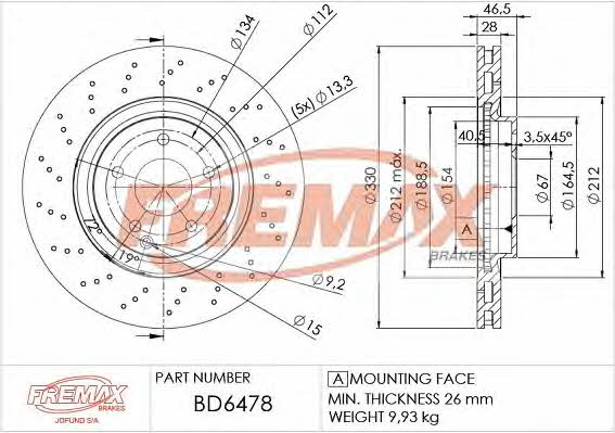 Fremax BD-6478 Диск гальмівний передній вентильований BD6478: Купити в Україні - Добра ціна на EXIST.UA!