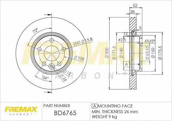Fremax BD-6765 Диск гальмівний передній вентильований BD6765: Купити в Україні - Добра ціна на EXIST.UA!