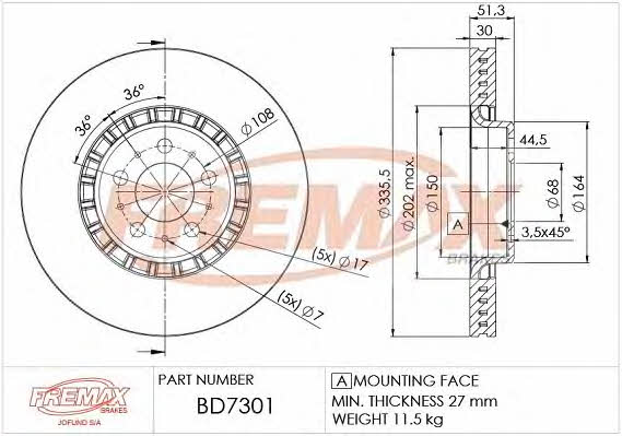 Fremax BD-7301 Диск гальмівний передній вентильований BD7301: Купити в Україні - Добра ціна на EXIST.UA!