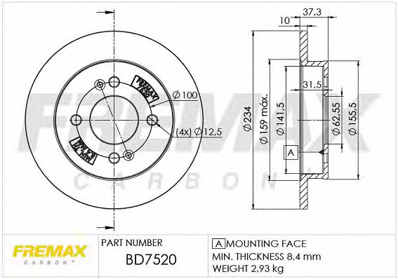 Fremax BD-7520 Диск гальмівний задній невентильований BD7520: Купити в Україні - Добра ціна на EXIST.UA!