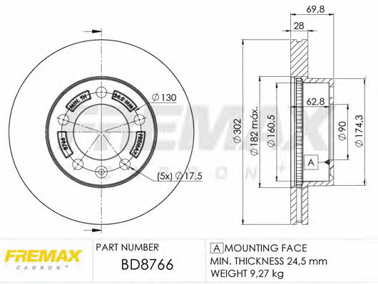 Fremax BD-8766 Диск гальмівний передній вентильований BD8766: Купити в Україні - Добра ціна на EXIST.UA!