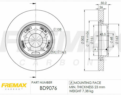 Fremax BD-9076 Диск гальмівний передній вентильований BD9076: Купити в Україні - Добра ціна на EXIST.UA!