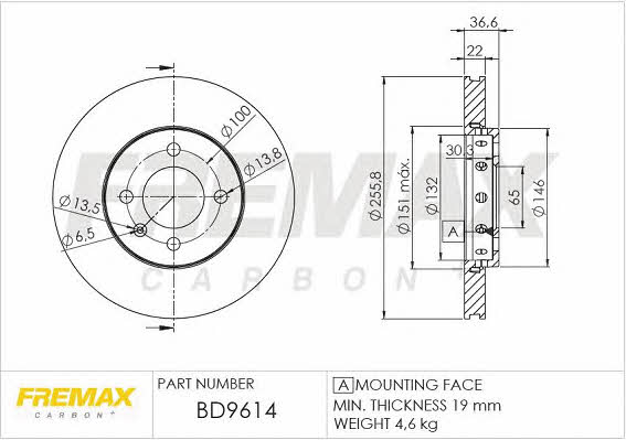 Fremax BD-9614 Диск гальмівний передній вентильований BD9614: Купити в Україні - Добра ціна на EXIST.UA!