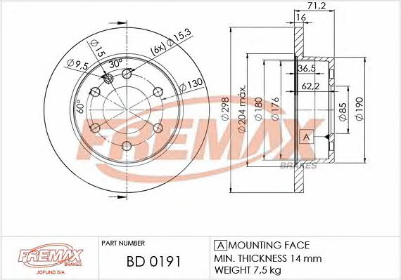 Fremax BD-0191 Диск гальмівний задній невентильований BD0191: Купити в Україні - Добра ціна на EXIST.UA!