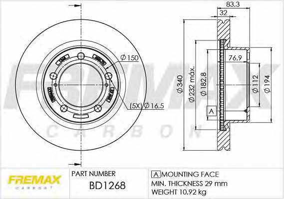 Fremax BD-1268 Диск гальмівний передній вентильований BD1268: Купити в Україні - Добра ціна на EXIST.UA!