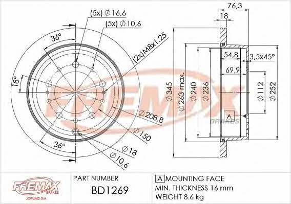 Fremax BD-1269 Диск гальмівний задній вентильований BD1269: Купити в Україні - Добра ціна на EXIST.UA!
