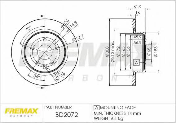 Fremax BD-2072 Диск гальмівний задній вентильований BD2072: Купити в Україні - Добра ціна на EXIST.UA!