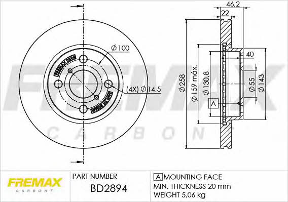 Fremax BD-2894 Диск гальмівний передній вентильований BD2894: Купити в Україні - Добра ціна на EXIST.UA!