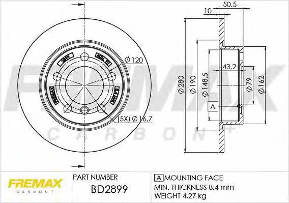 Fremax BD-2899 Диск гальмівний задній невентильований BD2899: Купити в Україні - Добра ціна на EXIST.UA!