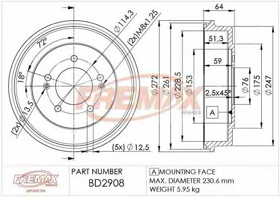 Fremax BD-2908 Барабан гальмівний задній BD2908: Приваблива ціна - Купити в Україні на EXIST.UA!