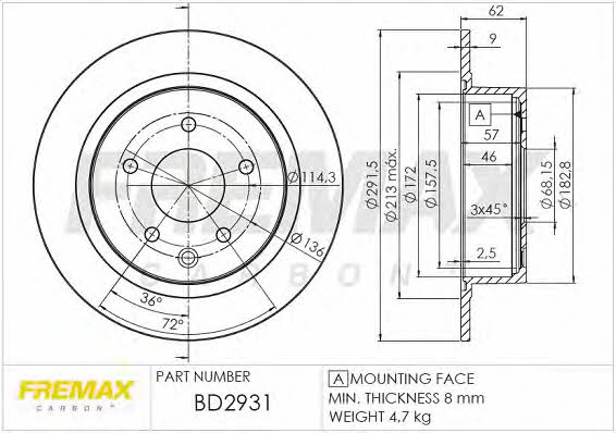 Fremax BD-2931 Диск гальмівний задній невентильований BD2931: Купити в Україні - Добра ціна на EXIST.UA!