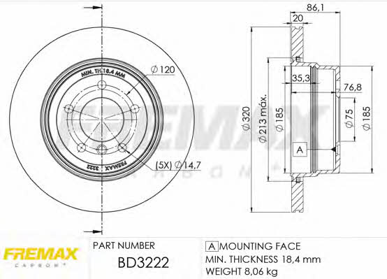 Fremax BD-3222 Диск гальмівний задній вентильований BD3222: Приваблива ціна - Купити в Україні на EXIST.UA!