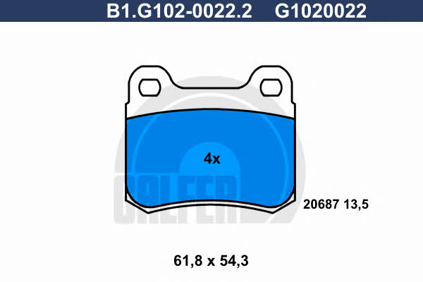 Galfer B1.G102-0022.2 Гальмівні колодки, комплект B1G10200222: Купити в Україні - Добра ціна на EXIST.UA!