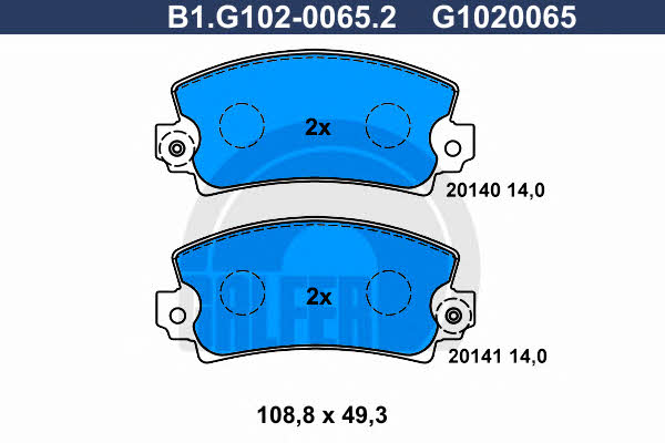 Galfer B1.G102-0065.2 Гальмівні колодки, комплект B1G10200652: Купити в Україні - Добра ціна на EXIST.UA!