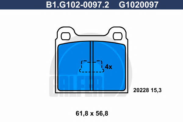 Galfer B1.G102-0097.2 Гальмівні колодки, комплект B1G10200972: Купити в Україні - Добра ціна на EXIST.UA!