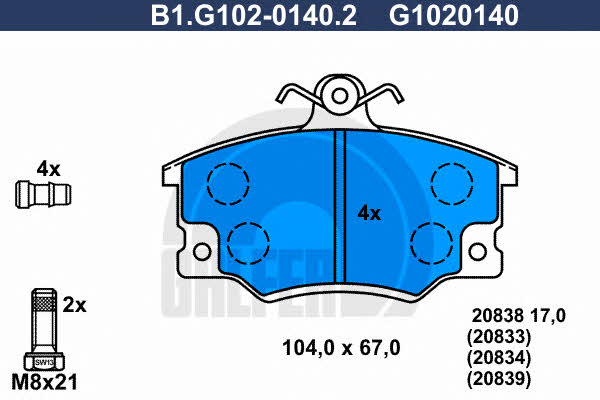 Galfer B1.G102-0140.2 Гальмівні колодки, комплект B1G10201402: Купити в Україні - Добра ціна на EXIST.UA!
