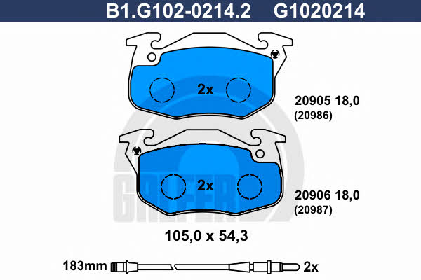Galfer B1.G102-0214.2 Гальмівні колодки, комплект B1G10202142: Купити в Україні - Добра ціна на EXIST.UA!