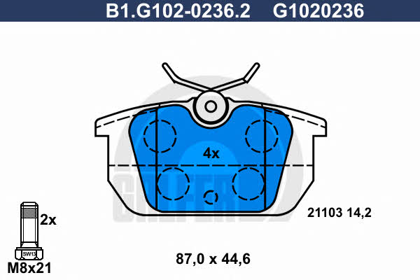 Galfer B1.G102-0236.2 Гальмівні колодки, комплект B1G10202362: Купити в Україні - Добра ціна на EXIST.UA!