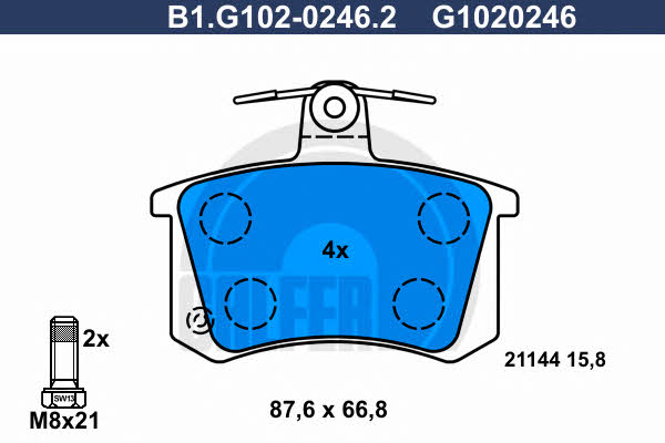 Galfer B1.G102-0246.2 Гальмівні колодки, комплект B1G10202462: Купити в Україні - Добра ціна на EXIST.UA!