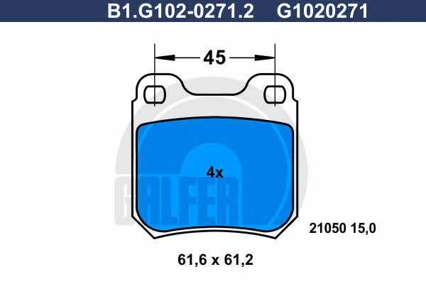 Galfer B1.G102-0271.2 Гальмівні колодки, комплект B1G10202712: Купити в Україні - Добра ціна на EXIST.UA!