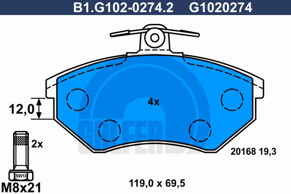 Galfer B1.G102-0274.2 Гальмівні колодки, комплект B1G10202742: Купити в Україні - Добра ціна на EXIST.UA!