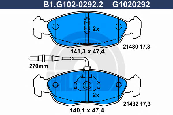 Galfer B1.G102-0292.2 Гальмівні колодки, комплект B1G10202922: Купити в Україні - Добра ціна на EXIST.UA!