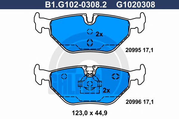 Galfer B1.G102-0308.2 Гальмівні колодки, комплект B1G10203082: Купити в Україні - Добра ціна на EXIST.UA!