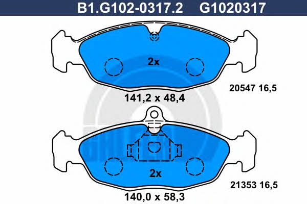 Galfer B1.G102-0317.2 Гальмівні колодки, комплект B1G10203172: Купити в Україні - Добра ціна на EXIST.UA!