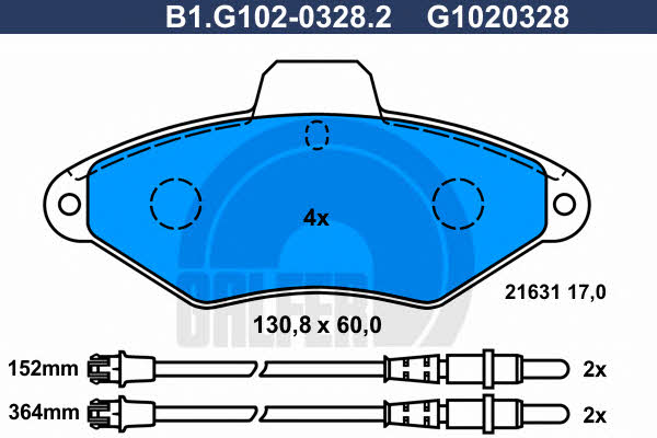 Galfer B1.G102-0328.2 Гальмівні колодки, комплект B1G10203282: Купити в Україні - Добра ціна на EXIST.UA!