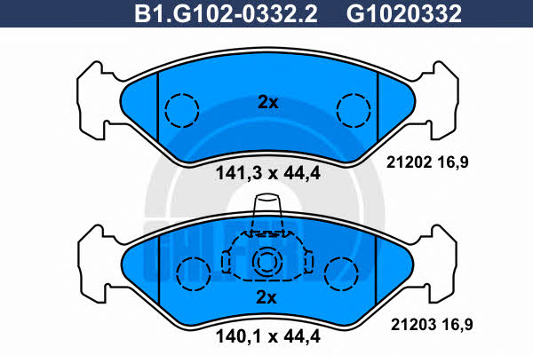 Galfer B1.G102-0332.2 Гальмівні колодки, комплект B1G10203322: Купити в Україні - Добра ціна на EXIST.UA!