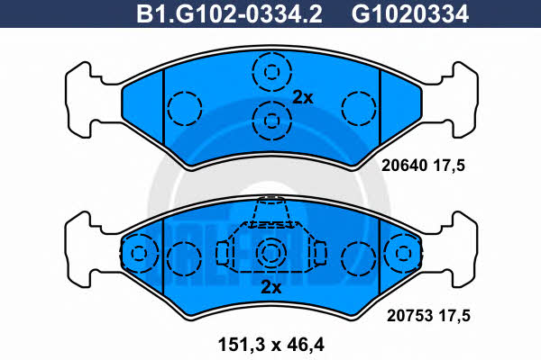 Galfer B1.G102-0334.2 Гальмівні колодки, комплект B1G10203342: Купити в Україні - Добра ціна на EXIST.UA!