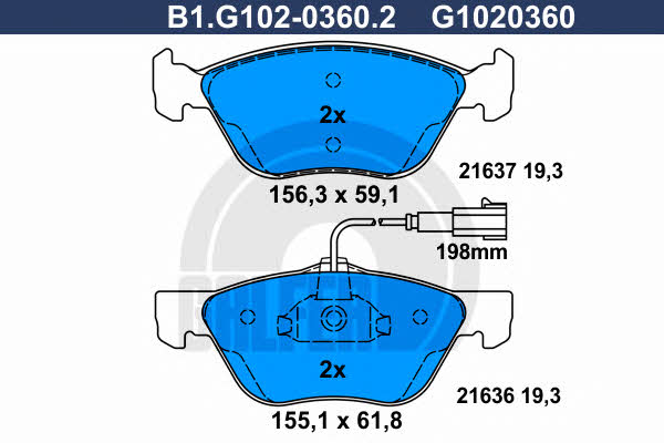 Galfer B1.G102-0360.2 Гальмівні колодки, комплект B1G10203602: Купити в Україні - Добра ціна на EXIST.UA!