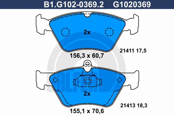 Galfer B1.G102-0369.2 Гальмівні колодки, комплект B1G10203692: Купити в Україні - Добра ціна на EXIST.UA!