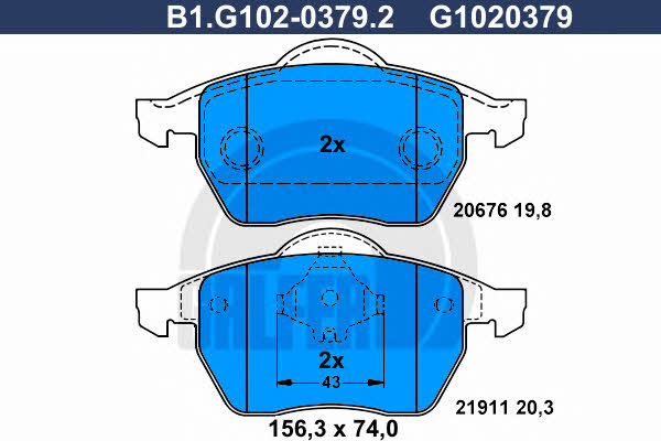 Galfer B1.G102-0379.2 Гальмівні колодки, комплект B1G10203792: Купити в Україні - Добра ціна на EXIST.UA!