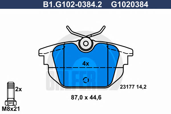 Galfer B1.G102-0384.2 Гальмівні колодки, комплект B1G10203842: Купити в Україні - Добра ціна на EXIST.UA!