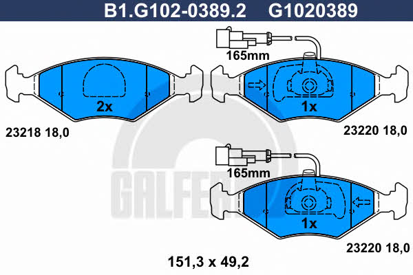 Galfer B1.G102-0389.2 Гальмівні колодки, комплект B1G10203892: Купити в Україні - Добра ціна на EXIST.UA!