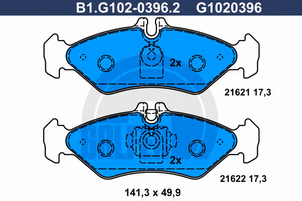 Galfer B1.G102-0396.2 Гальмівні колодки, комплект B1G10203962: Приваблива ціна - Купити в Україні на EXIST.UA!