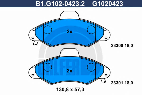 Galfer B1.G102-0423.2 Гальмівні колодки, комплект B1G10204232: Приваблива ціна - Купити в Україні на EXIST.UA!