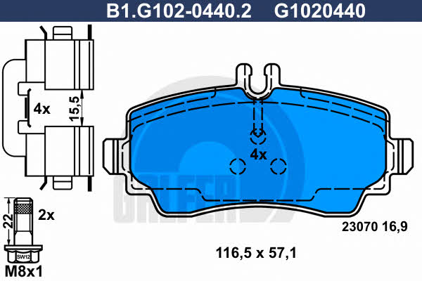 Galfer B1.G102-0440.2 Гальмівні колодки, комплект B1G10204402: Купити в Україні - Добра ціна на EXIST.UA!